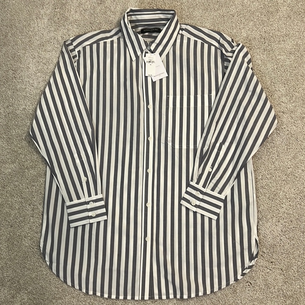 Banana Republic Gray Striped Button Down Blouse